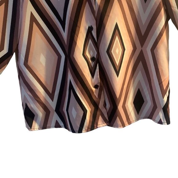 Pre Owned Women’s SHEIN Long Sleeve Blouse Top Geometric Sz Sm Fashion Comfort - Picture 5 of 8